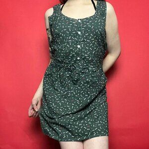 Handmade / Grey bow tie printed midi dress 🩶🩷​​​​​​